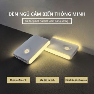  Đèn cảm biến tự động sáng 7 màu ánh sáng Đèn Led cảm ứng dán tường thông minh không dây dán tủ quần áo cầu thang 