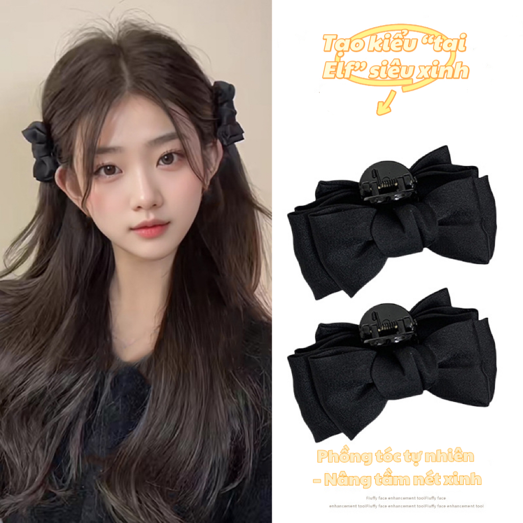 BraidBelle Kẹp Tóc Nơ Bản To 6.5cm Công Chúa Hàn Quốc, Kẹp Nơ Kẹp Hai Bên Tai Tạo Kiểu Tóc Ngọt Ngào Nữ Tính