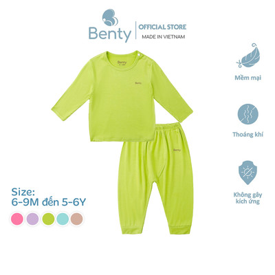 Bộ dài tay cài vai trơn BENTY basic phong cách Hàn với tone màu dễ thương cho bé