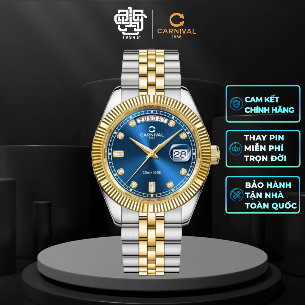 Đồng Hồ Nam CARNIVAL 8190G-CV-X Quartz Thanh Lịch Hàng Chính Hãng