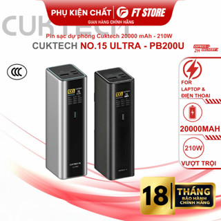  Pin dự phòng Cuktech 20.000mAh No.15 Power Bank Ultra PB200U 210W Dung lượng lớn sạc nhanh vượt trội 