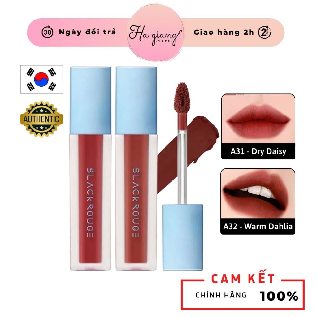 Son Kem Lì Black Rouge Air Fit Velvet Tint A31 - Đỏ nâu trầm, A32 màu Nâu Đất - Son Black Rouge Airf