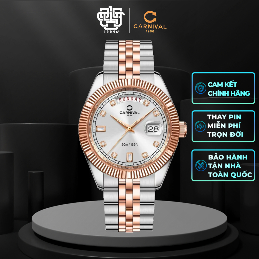 Đồng Hồ Nam CARNIVAL 8190G-CH-T Quartz Thanh Lịch Hàng Chính Hãng