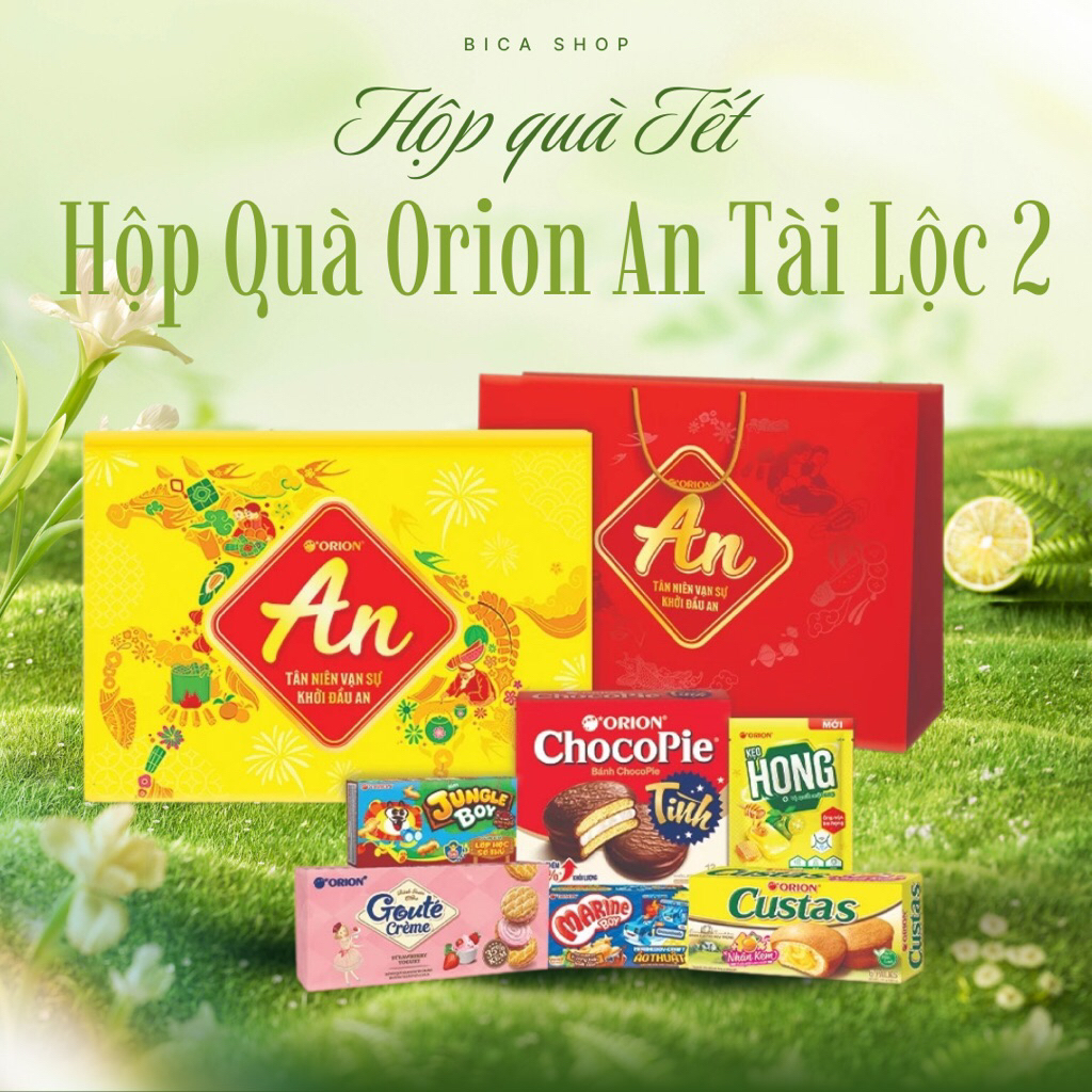 [Quà Tặng] Hộp Quà Tặng An Tài Lộc 2 Orion 890,6g Quà Tặng Tết Có Kèm Túi Giấy - giao màu ngẫu nhiên