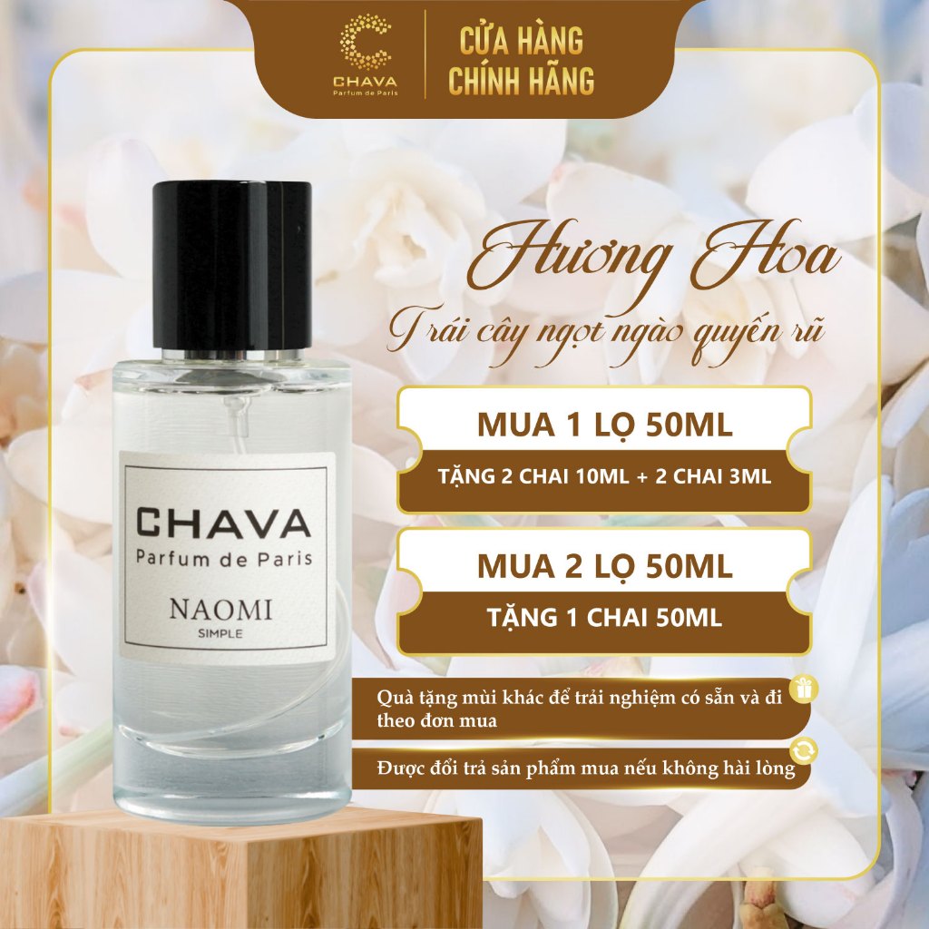 Nước Hoa Nữ SIMPLE NAOMI CHAVA, Chuẩn Pháp, Hương Ngọt Ngào, Lưu Hương Lâu 6-8h/Da & 3-7 Ngày/Quần Á