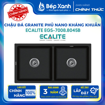 Chậu rửa đá đôi Granite 2A-Series Ecalite EGS-7008.8045B - Hàng Chính Hãng