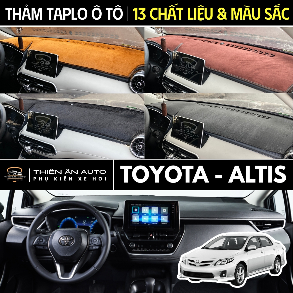 Thảm Taplo TOYOTA ALTIS, Thảm Phủ Taplo Ô Tô 13 Chất Liệu Da, Nhung, Chống Nắng, Chống Chói, Bảo Vệ 