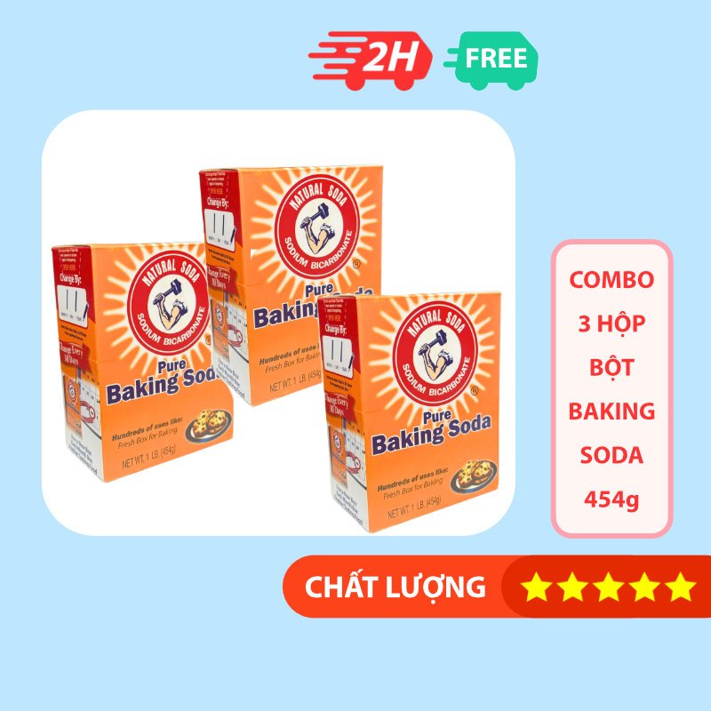 Combo 3 Hộp Bột Baking Soda Sodium Bicarbonate 454g