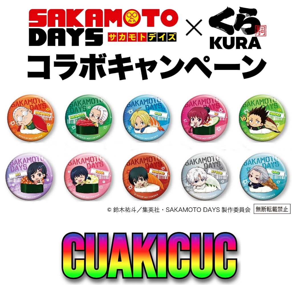[HÀNG SẴN/CHÍNH HÃNG] Badge Kura Sushi x Sakamoto Days - Đồ Trưng Bày Cao Cấp - Anime Sakamoto Days