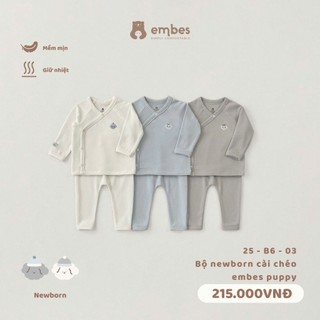  Bộ Sơ Sinh Cài Chéo Embes Bộ Dài Tay Cúc Cài Chéo Chất Cotton Dày Ấm Cho Bé Sơ Sinh Từ 0-3 Tháng 