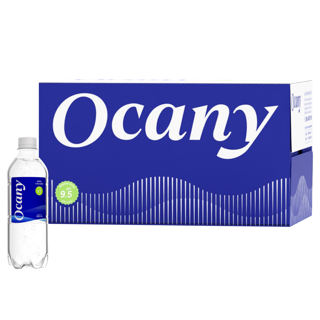Thùng 24 chai nước uống i-on kiềm Ocany 500ml