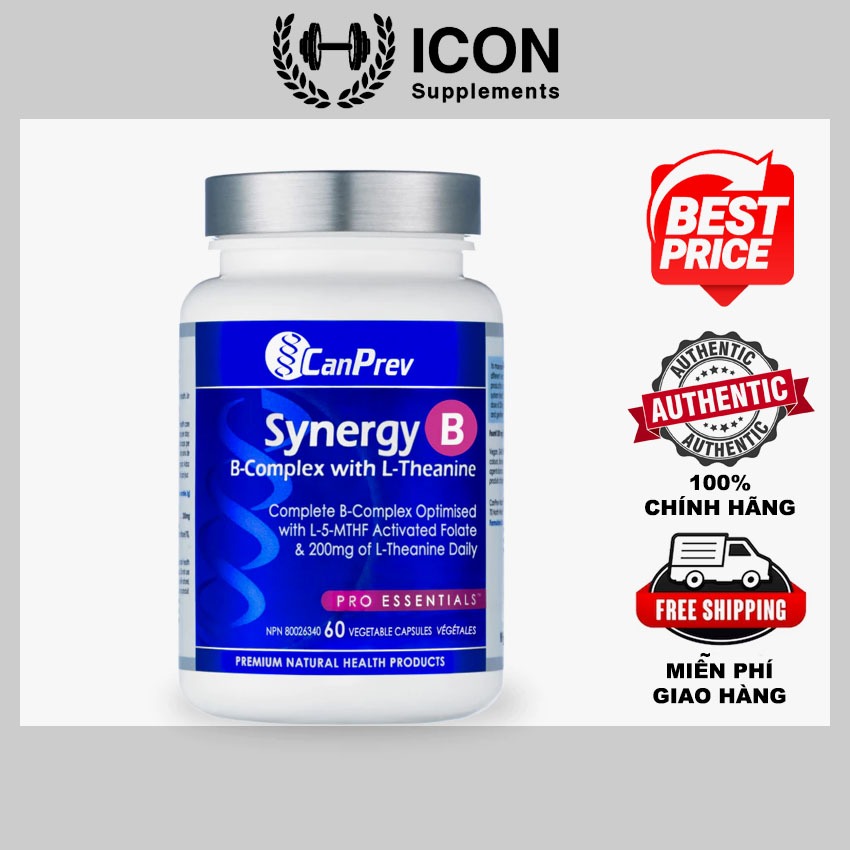 Thực Phẩm Bảo Vệ Sức Khoẻ CanPrev Synergy B Complex with L-Theanine (60 viên)