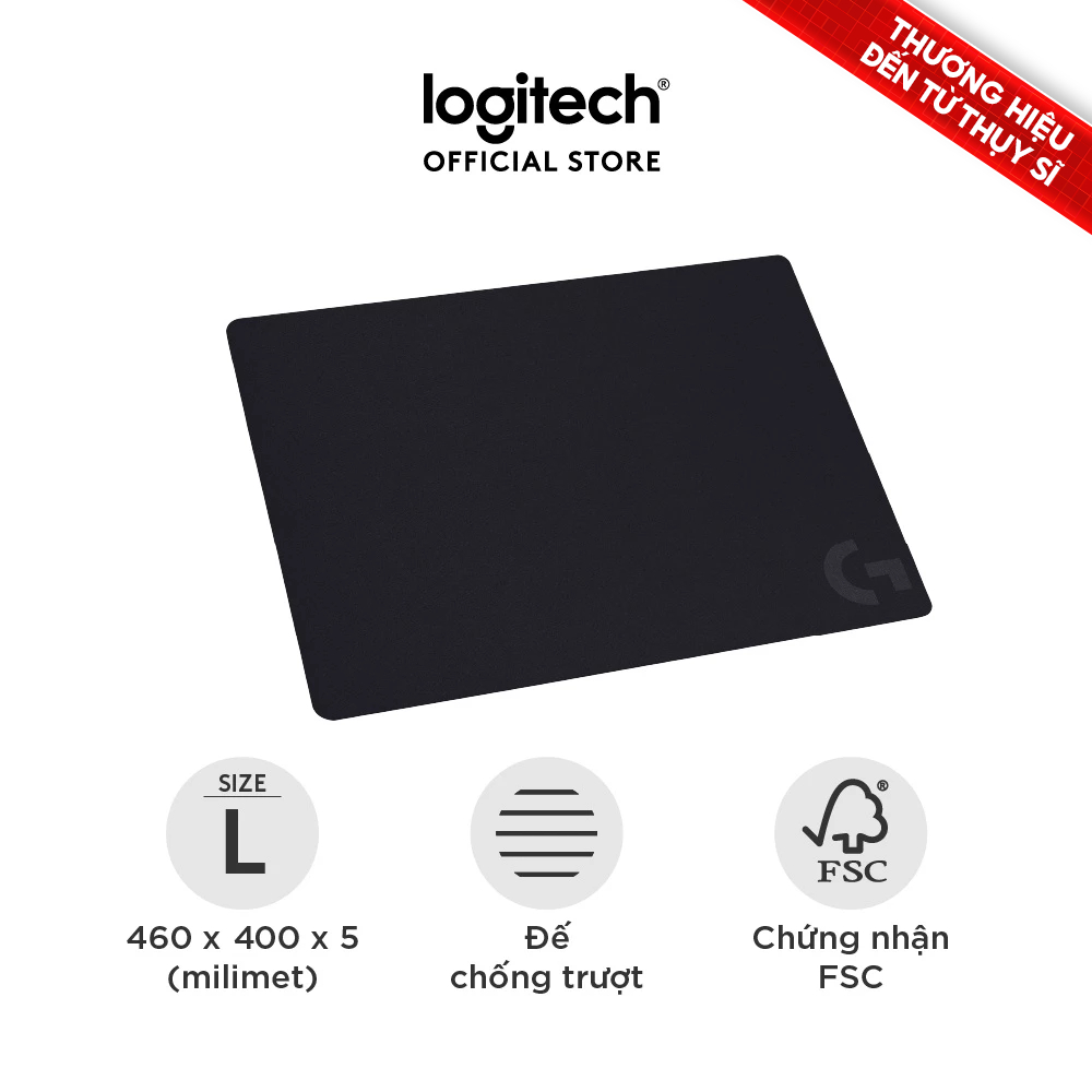 Bàn di, lót chuột gaming Logitech G740 - Đế cao su, ma sát tốt, chống trượt