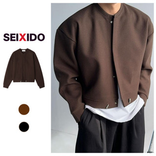  Áo khoác dạ nam Seixido áo dạ lông thỏ mịn ép mùng cao cấp cổ tàu giấu cúc dáng ngắn phong cách Hàn Quốc N027 