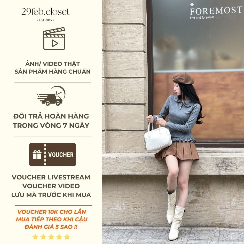 Áo Thun Len Lông Thỏ Giữ Nhiệt Cổ Sen Tay Dài Phối Bèo Gấu Xinh Xắn Trẻ Trung - 29feb.closet- A582 | BigBuy360 - bigbuy360.vn