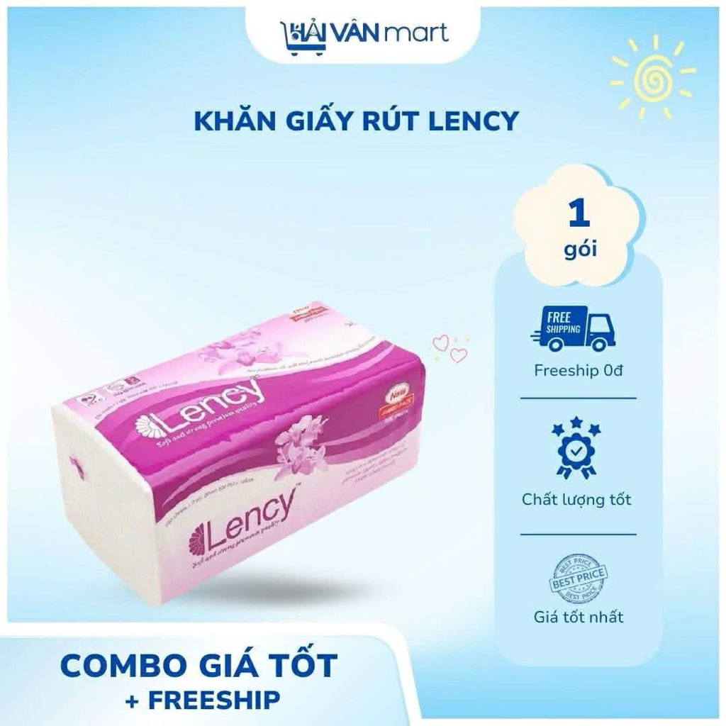 ( Combo 2) Khăn giấy lụa Lency 180 tờ 3 lớp cực dai