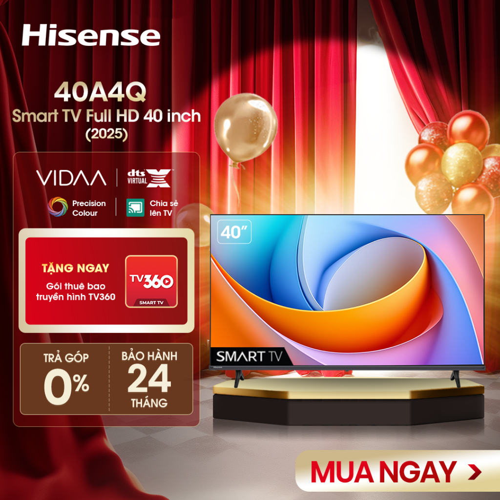 Smart Tivi Hisense 40 inch FHD 40A4Q, Giao hàng toàn quốc, Bảo hành 2 năm