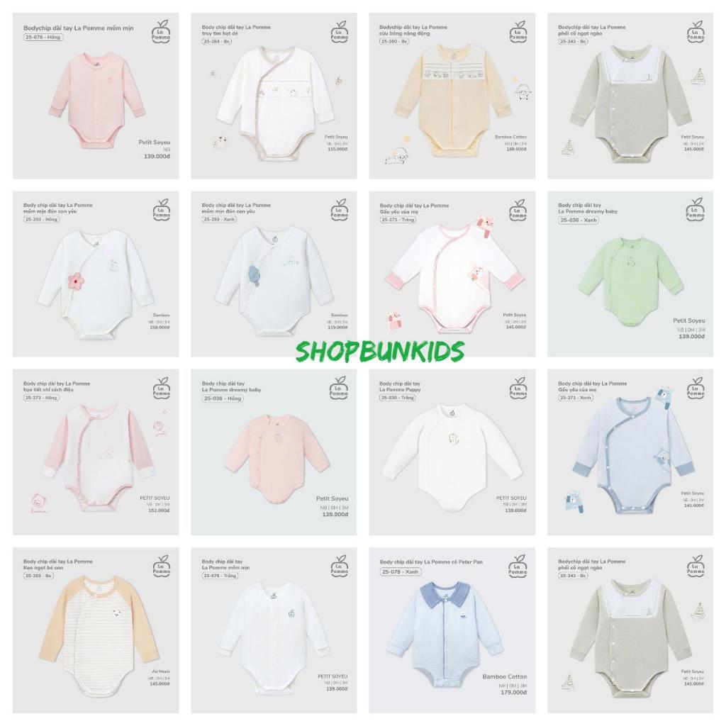  Bộ Body Chip La Pomme dài tay bé sơ sinh vải modal bodysuit  sợi tre  petit mỏng mịn êm LaPomme 