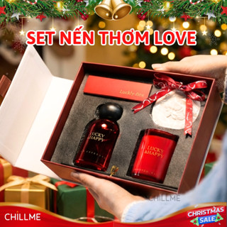  Set quà tặng nến thơm Lucky Happy thơm phòng kèm túi quà sinh nhật người yêu kèm thiệp tinh tế 