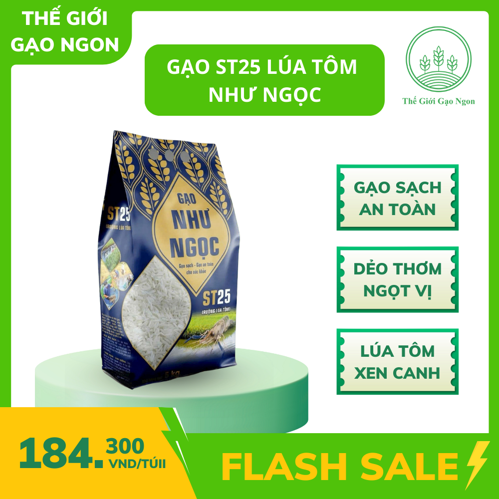 10KG GẠO ST25 LÚA TÔM AN TOÀN, MỀM NGỌT, DẺO THƠM - GẠO ST25 NHƯ NGỌC