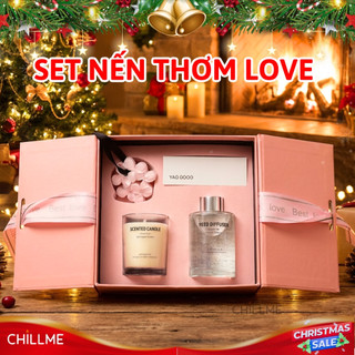  Bộ nến thơm tinh dầu Love Chillme quà tặng sinh nhật cho nữ bạn thân kèm túi xách quà thiệp tinh tế 