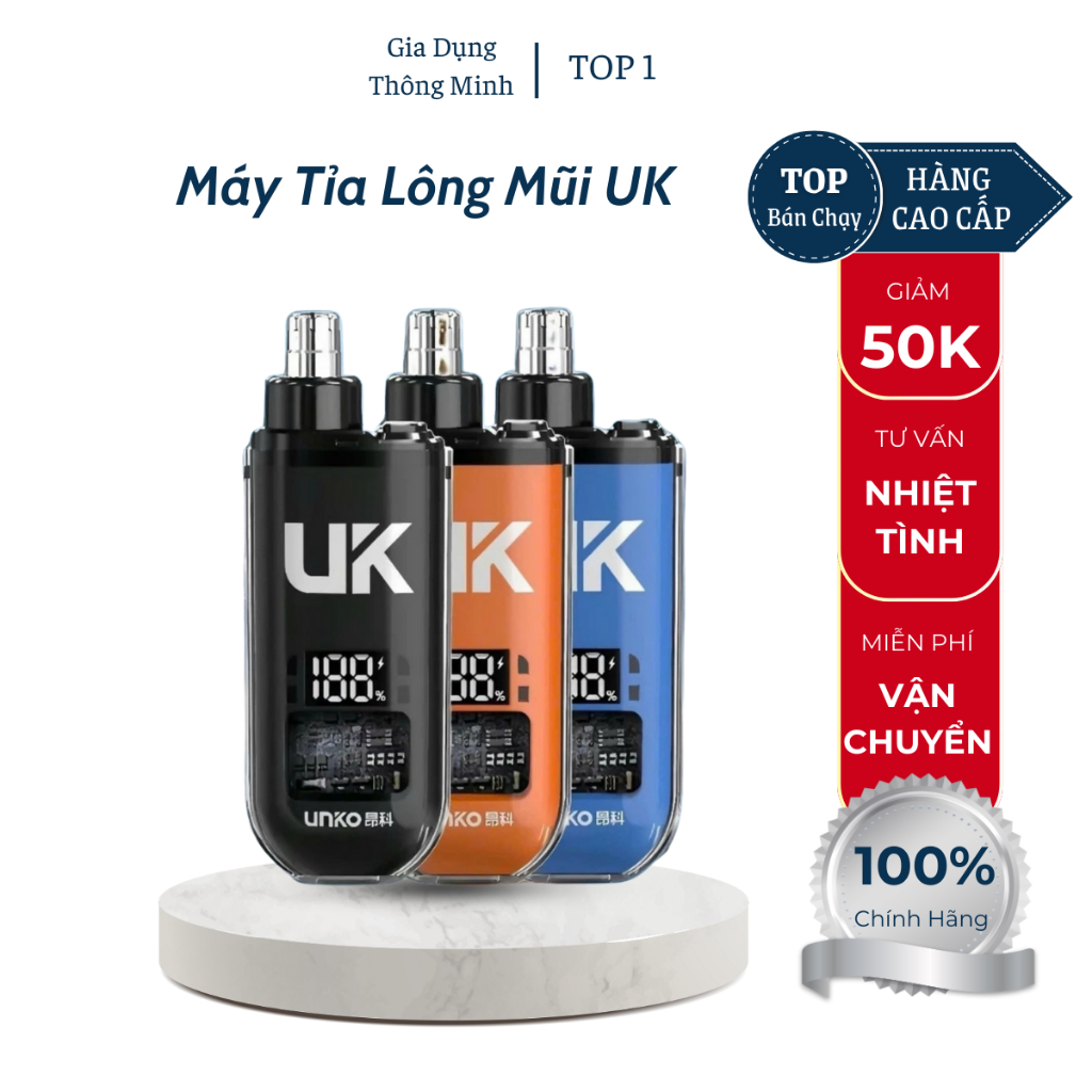 Máy Tỉa Lông Mũi UK Nhỏ Gọn Thiết Kế Màn Hình Led Lưỡi Sắc Bén Sạc Pin Tiện Lợi Sử Dụng