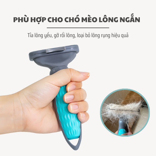 Lược chải lông cho mèo chó lông ngắn và vừa | Lược chải lông cho chó có nút đẩy lông gỡ rối và tỉa lông hiệu quả