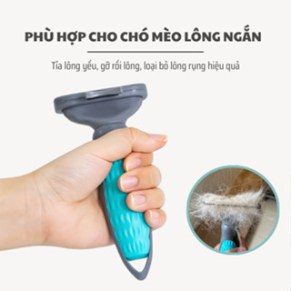 Lược chải lông cho mèo chó lông ngắn và vừa | Lược chải lông cho chó có nút đẩy lông gỡ rối và tỉa lông hiệu quả
