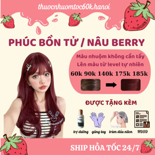  Thuốc nhuộm tóc màu Phúc Bồn Tử  Nâu Berry kèm oxy trợ dưỡng găng tay 