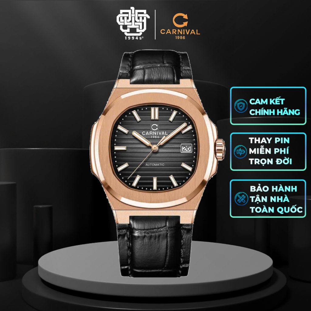 Đồng Hồ Nam CARNIVAL 8108G1-VH-DD-D Automatic Thanh Lịch Hàng Chính Hãng