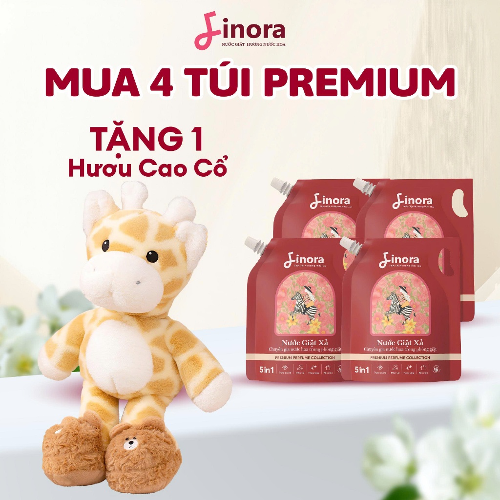 [Tặng 1 Hươu Khổng Lồ] Combo nước giặt Finora phiên bản Premium 1 Lít + Tặng Hươu Khổng Lồ - Nước gi