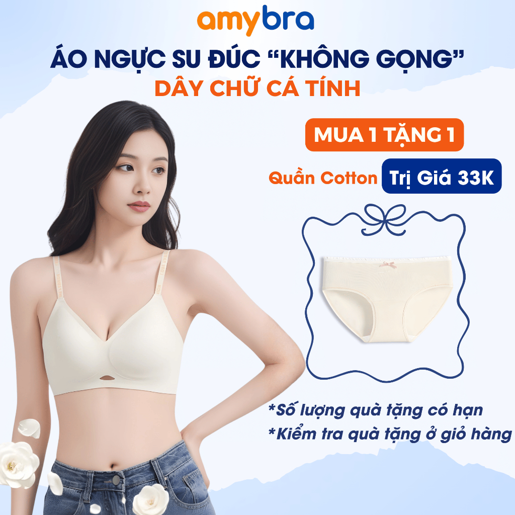 Áo Ngực Nữ Đúc Su không Gọng - Áo Lót Nữ Cài Sau Nâng Ngực Tự Nhiên AMYBRA A960