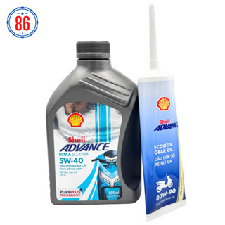 Combo nhớt tổng hợp xe tay ga Shell ultra 5W40 tặng nhớt láp Shell