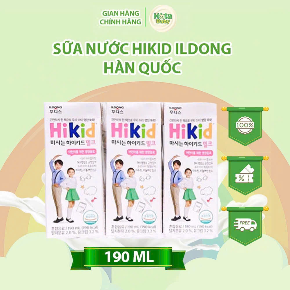 Sữa Nước HiKid Ildong Hàn Quốc 190ml – Tăng Chiều Cao, Bổ Sung Canxi, DHA Cho Trẻ Từ 1 Tuổi – Hàng C