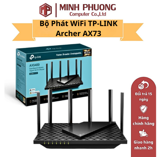 Bộ Phát WiFi TP-LINK Archer AX73 (WiFi 6 Gigabyt Băng Tần Kép AX5400) - Hàng Chính Hãng
