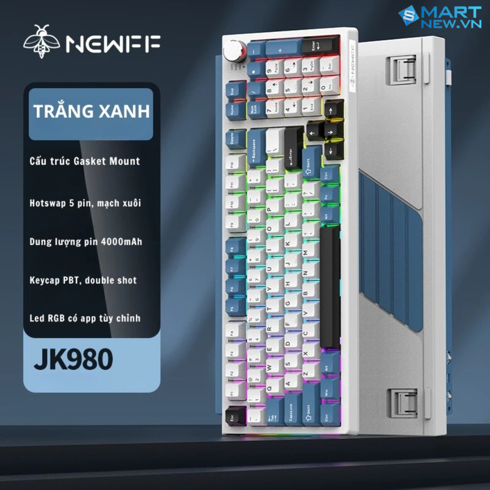 Bàn phím cơ Fullsize không dây JK980  - 3 mode kết nối - Cấu trúc gasket mount - Led RGB - App marco