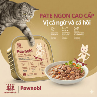 [Mua 2 tặng 1] Pate cho mèo Pawnobi 95G - Pate ngon cao cấp cho mèo vị cá ngừ & cá hồi