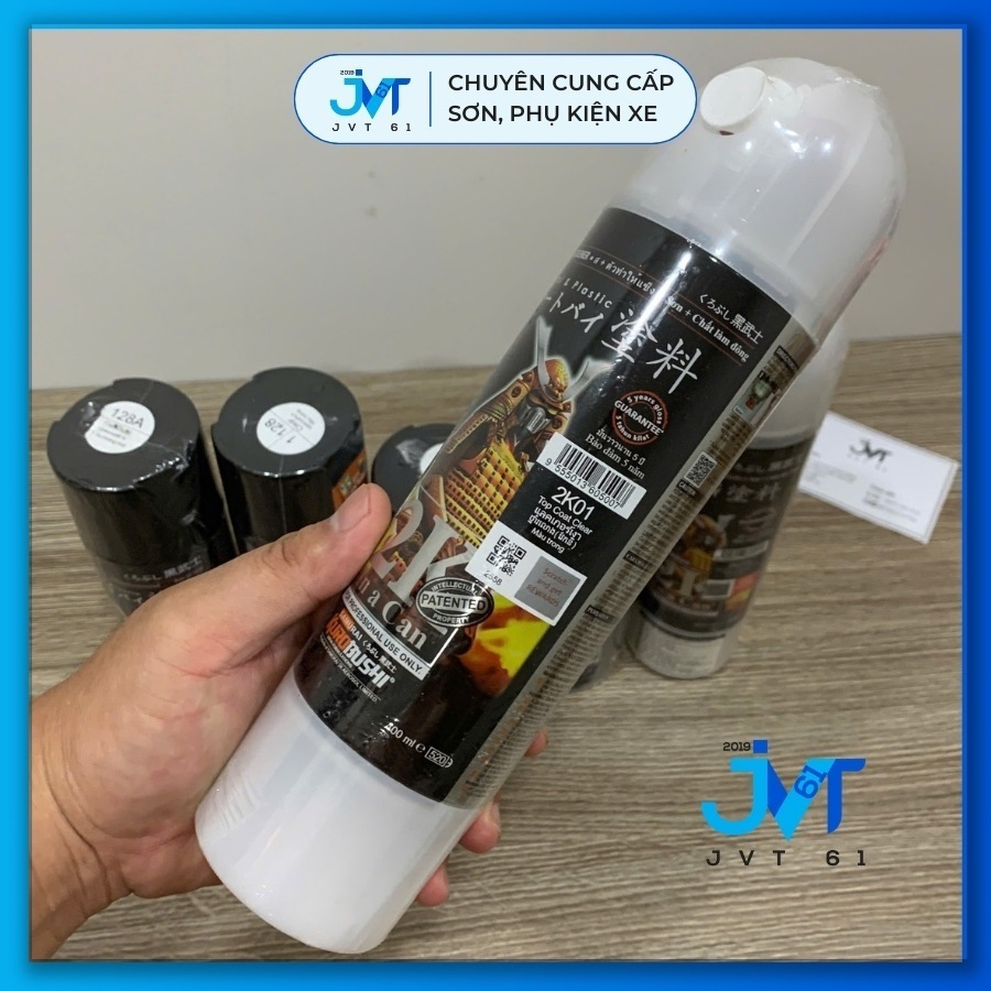 Sơn xịt Samurai 2K01 bóng không màu trong suốt 2 thành phần đạt độ cứng cao 400ml