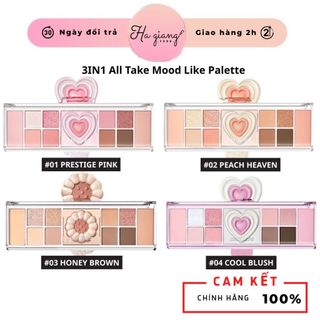   MIX 3IN1 Highlighter + Blusher + Eyes  Bảng Phấn Mắt & Má Hồng Peripera All Take Mood Like Palette 8g  11 ô màu  