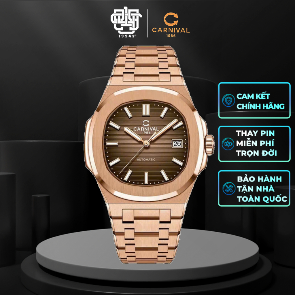Đồng Hồ Nam CARNIVAL 8108G1-VH-N Automatic Thanh Lịch Hàng Chính Hãng