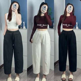   QUẦN CHO NẤM  Quần baggy thụng chất len lông thỏ cho nấm lùn dài 88cm siêu Hot 