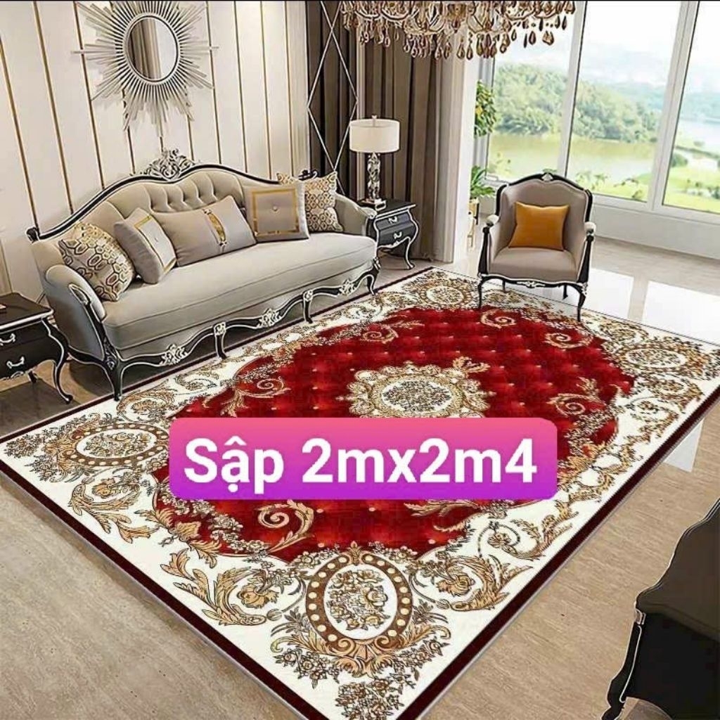 Thảm Trải sàn bali 5d - thảm trang trí 2mx2m4 mẫu hoàng gia