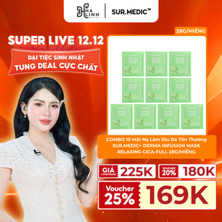  VHL x Sur.medic - COMBO 10 Mặt Nạ Làm Dịu Da Sur.Medic+ Derma Infusion Mask Relaxing Cica-Full 28g 