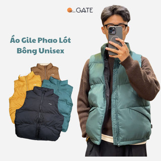  Áo Phao Gile Lót Bông Dày Dặn Áo Ghi Lê Khoác Ngoài Trơn Ấm Áp Phong Cách Unisex Nam Nữ Thu Đông 