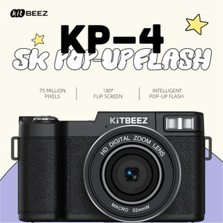 KiTBEEZ-KP 4 🔥 Máy ảnh kỹ thuật số WiFi 75MP 5K 18X Zoom 180 ° Máy ảnh Selfie màn hình Flip cho Máy ảnh Vlogging Video