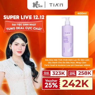  VHL x TIA'M - Sữa Rửa Mặt Tinh Chất Dịch Lọc Ốc Sên Làm Dịu Hỗ Trợ Phục Hồi Da TIA'M Snail Low pH Cleanser 400ml 