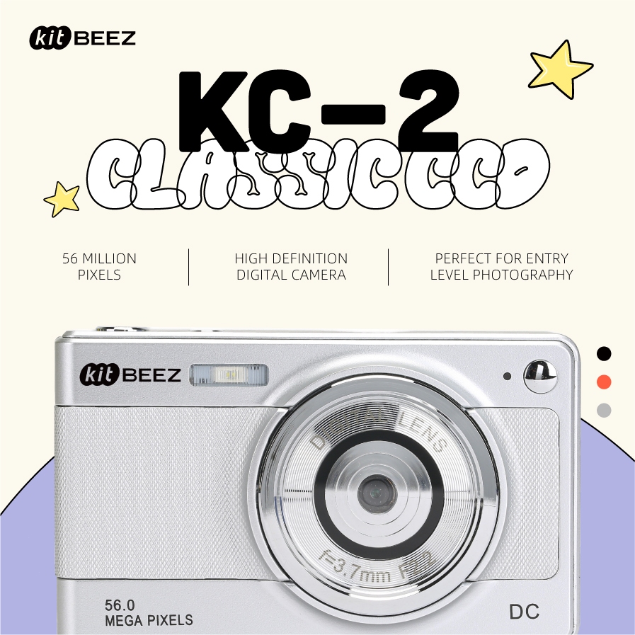 【KITBEEZ KC-2】Camera CCD 56MP Thẻ CCD dành cho sinh viên Máy ảnh kỹ thuật số Tự động lấy nét AF Màn hình siêu HD 2,8 inc