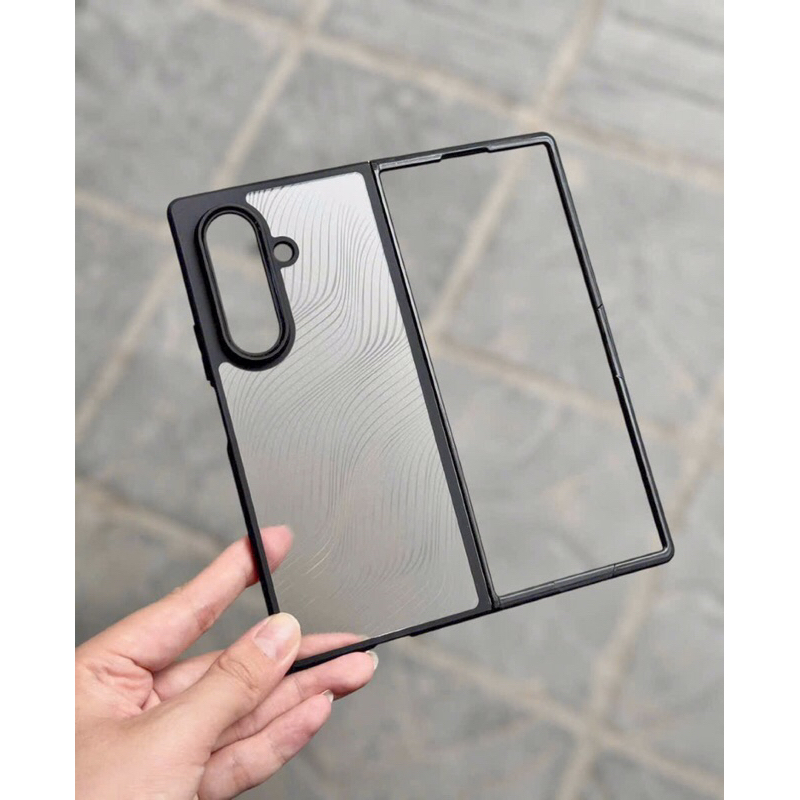 Ốp DUX DUCIS lưng nhám viền đen hoạ tiết vân sóng dành cho Samsung Z Fold 7/ Z Flip 7