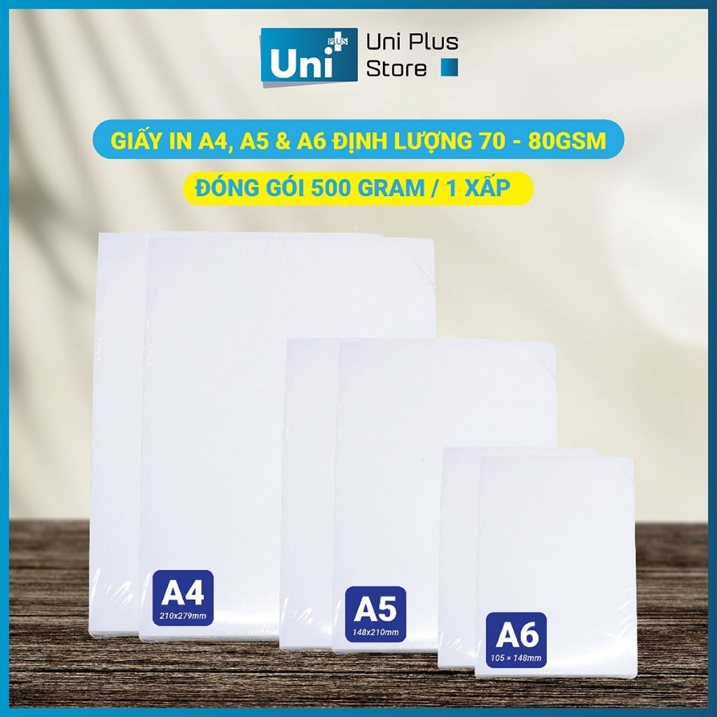 [GIẤY IN A4 - A5 - A6 *** SIÊU TIẾT KIỆM] 1 Xấp = 500gram Giấy trắng in - photo khổ A4 - A5 - A6, in