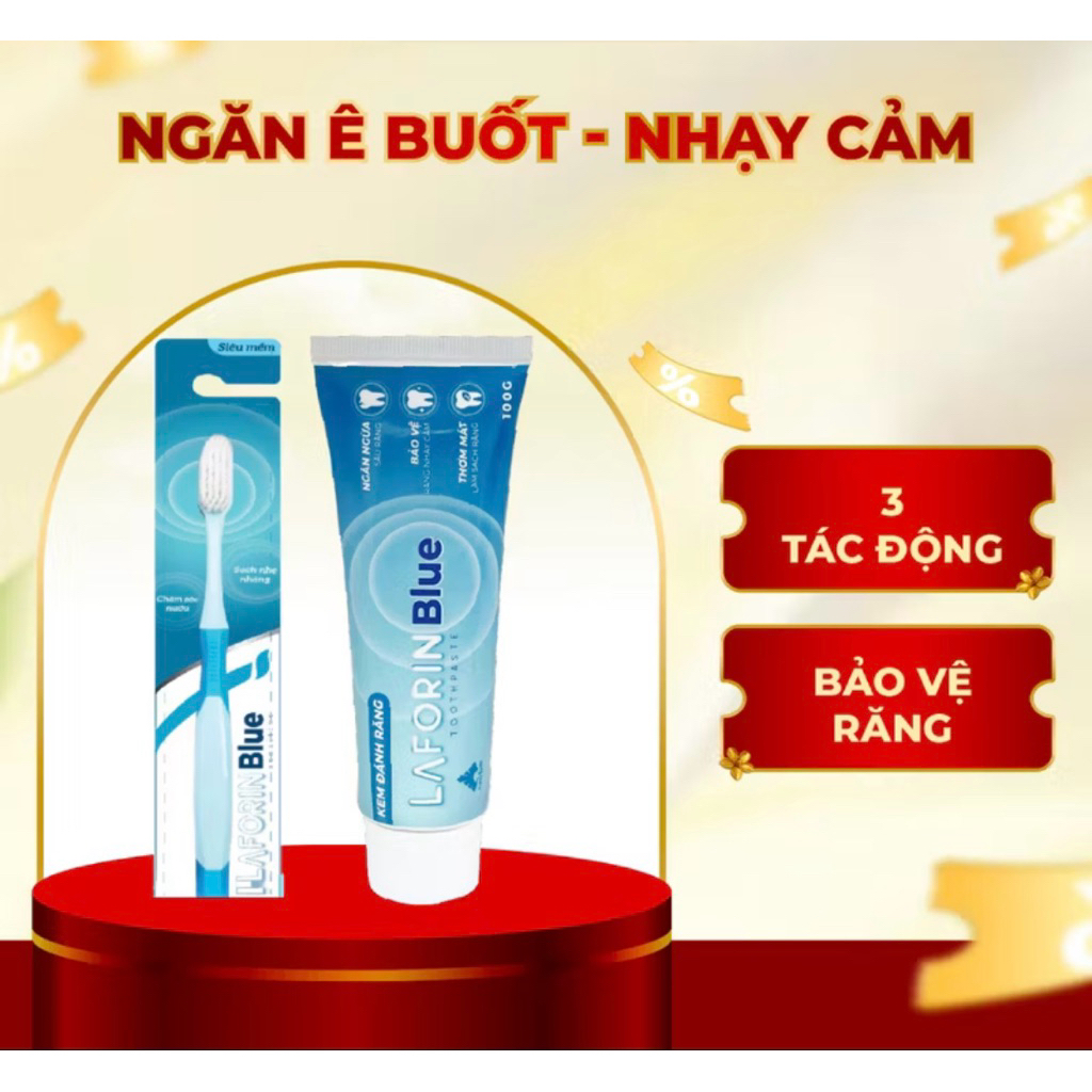 Kem đánh răng Laforin Blue 100g dành cho răng ê buốt